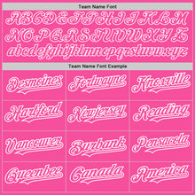 Load image into Gallery viewer, Custom Pink White Authentic Raglan Sleeves Baseball Jersey