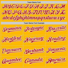 Load image into Gallery viewer, Custom Gold Red-White Authentic Raglan Sleeves Baseball Jersey