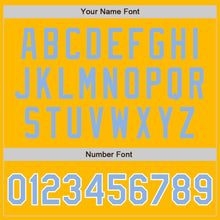 Load image into Gallery viewer, Custom Gold Light Blue-White Authentic Raglan Sleeves Baseball Jersey