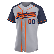 Load image into Gallery viewer, Custom Gray Navy-Orange Authentic Raglan Sleeves Baseball Jersey