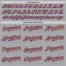 Load image into Gallery viewer, Custom Gray Purple-Old Gold Authentic Raglan Sleeves Baseball Jersey