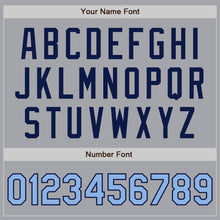 Load image into Gallery viewer, Custom Gray Light Blue-Navy Authentic Raglan Sleeves Baseball Jersey