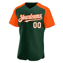 Load image into Gallery viewer, Custom Green White-Orange Authentic Raglan Sleeves Baseball Jersey