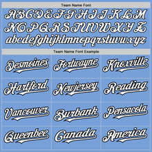 Load image into Gallery viewer, Custom Light Blue White-Black Authentic Raglan Sleeves Baseball Jersey