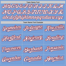 Load image into Gallery viewer, Custom Light Blue White-Crimson Authentic Raglan Sleeves Baseball Jersey