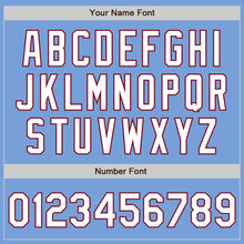 Load image into Gallery viewer, Custom Light Blue White-Crimson Authentic Raglan Sleeves Baseball Jersey