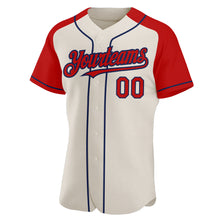 Load image into Gallery viewer, Custom Cream Red-Navy Authentic Raglan Sleeves Baseball Jersey