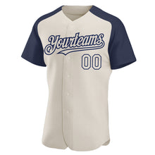 Load image into Gallery viewer, Custom Cream Navy Authentic Raglan Sleeves Baseball Jersey