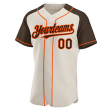Load image into Gallery viewer, Custom Cream Brown-Orange Authentic Raglan Sleeves Baseball Jersey