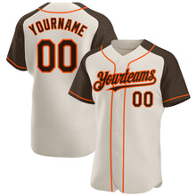 Load image into Gallery viewer, Custom Cream Brown-Orange Authentic Raglan Sleeves Baseball Jersey