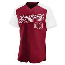 Load image into Gallery viewer, Custom Crimson White Authentic Raglan Sleeves Baseball Jersey