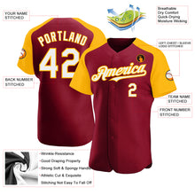 Load image into Gallery viewer, Custom Crimson White-Gold Authentic Raglan Sleeves Baseball Jersey