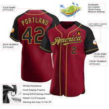 Load image into Gallery viewer, Custom Crimson Black-Old Gold Authentic Raglan Sleeves Baseball Jersey