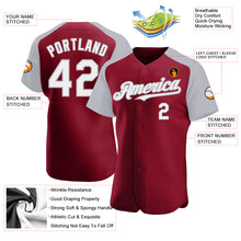 Load image into Gallery viewer, Custom Crimson White-Gray Authentic Raglan Sleeves Baseball Jersey