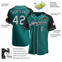 Load image into Gallery viewer, Custom Teal Gray-Black Authentic Raglan Sleeves Baseball Jersey