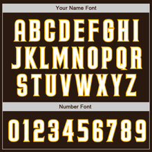 Load image into Gallery viewer, Custom Brown White-Gold Authentic Raglan Sleeves Baseball Jersey