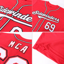 Load image into Gallery viewer, Custom Red White-Black Authentic Baseball Jersey