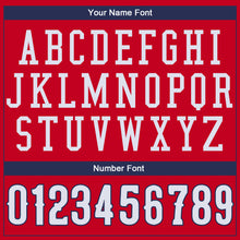 Load image into Gallery viewer, Custom Red White-Navy Authentic Throwback Basketball Jersey