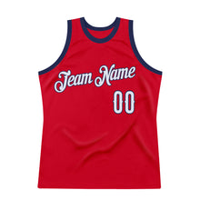 Load image into Gallery viewer, Custom Red White-Navy Authentic Throwback Basketball Jersey