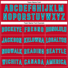 Load image into Gallery viewer, Custom Red Teal-Black Authentic Throwback Basketball Jersey