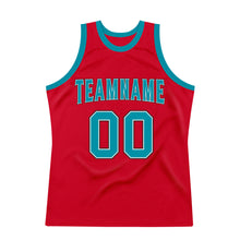 Load image into Gallery viewer, Custom Red Teal-Black Authentic Throwback Basketball Jersey