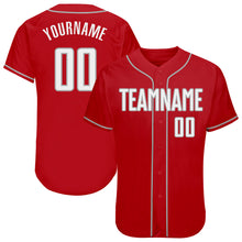 Load image into Gallery viewer, Custom Red White-Gray Authentic Baseball Jersey