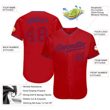 Load image into Gallery viewer, Custom Red Red-Royal Authentic Baseball Jersey