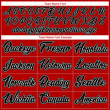 Load image into Gallery viewer, Custom Red Black Pinstripe Black-White Authentic Baseball Jersey