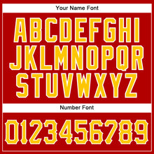 Load image into Gallery viewer, Custom Red Gold Pinstripe Gold-White Authentic Baseball Jersey