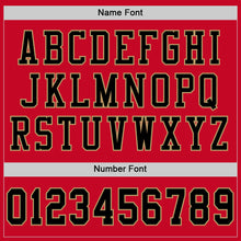Load image into Gallery viewer, Custom Red Black-Old Gold Mesh Authentic Throwback Football Jersey