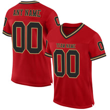 Load image into Gallery viewer, Custom Red Black-Old Gold Mesh Authentic Throwback Football Jersey