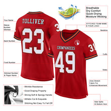 Load image into Gallery viewer, Custom Red White-Orange Mesh Authentic Throwback Football Jersey