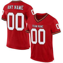 Load image into Gallery viewer, Custom Red White-Orange Mesh Authentic Throwback Football Jersey
