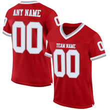 Load image into Gallery viewer, Custom Red White-Gray Mesh Authentic Throwback Football Jersey