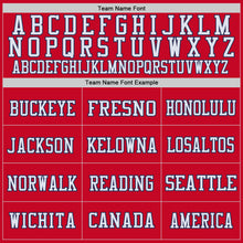 Load image into Gallery viewer, Custom Red Navy-White Mesh Authentic Throwback Football Jersey