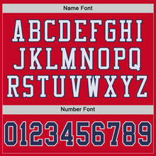 Load image into Gallery viewer, Custom Red Navy-White Mesh Authentic Throwback Football Jersey