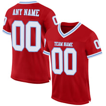 Load image into Gallery viewer, Custom Red White-Light Blue Mesh Authentic Throwback Football Jersey