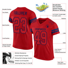 Load image into Gallery viewer, Custom Red Red-Navy Mesh Authentic Football Jersey