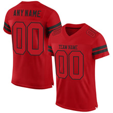 Load image into Gallery viewer, Custom Red Red-Black Mesh Authentic Football Jersey