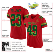 Load image into Gallery viewer, Custom Red Green-Neon Green Mesh Authentic Football Jersey