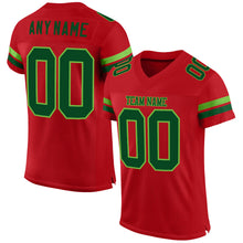 Load image into Gallery viewer, Custom Red Green-Neon Green Mesh Authentic Football Jersey