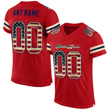 Load image into Gallery viewer, Custom Red Vintage USA Flag-Cream Mesh Authentic Football Jersey