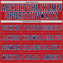 Load image into Gallery viewer, Custom Red Navy-Old Gold Mesh Authentic Football Jersey