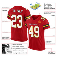 Load image into Gallery viewer, Custom Red White-Gold Mesh Authentic Football Jersey