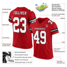 Load image into Gallery viewer, Custom Red White-Black Mesh Authentic Football Jersey
