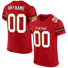 Load image into Gallery viewer, Custom Red White-Orange Mesh Authentic Football Jersey