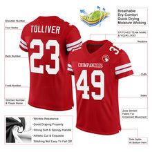 Load image into Gallery viewer, Custom Red White Mesh Authentic Football Jersey