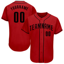 Load image into Gallery viewer, Custom Red Black Authentic Baseball Jersey