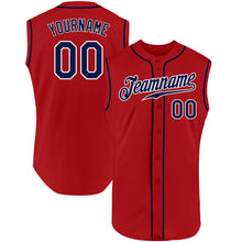 Load image into Gallery viewer, Custom Red Navy-White Authentic Sleeveless Baseball Jersey
