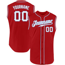Load image into Gallery viewer, Custom Red White-Light Blue Authentic Sleeveless Baseball Jersey